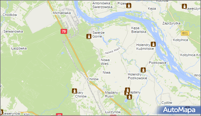 mapa Nowa Wieś gmina Kozienice, Nowa Wieś gmina Kozienice na mapie Targeo