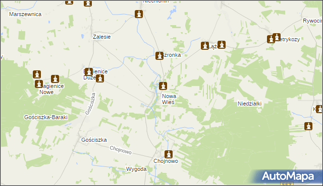 mapa Nowa Wieś gmina Kuczbork-Osada, Nowa Wieś gmina Kuczbork-Osada na mapie Targeo