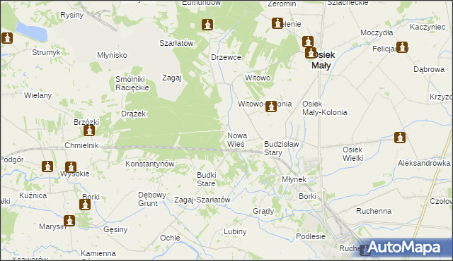 mapa Nowa Wieś gmina Osiek Mały, Nowa Wieś gmina Osiek Mały na mapie Targeo