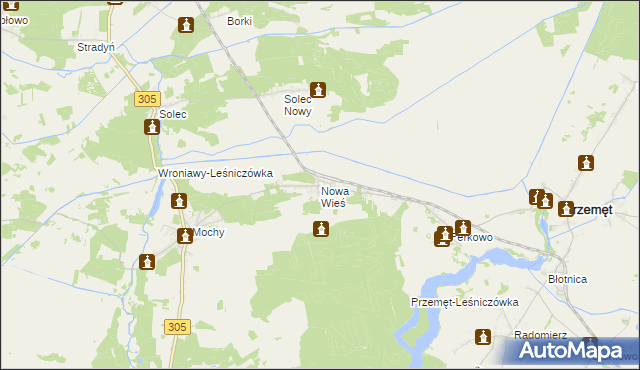 mapa Nowa Wieś gmina Przemęt, Nowa Wieś gmina Przemęt na mapie Targeo