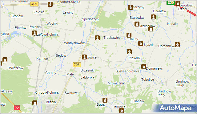 mapa Nowa Wieś gmina Wartkowice, Nowa Wieś gmina Wartkowice na mapie Targeo