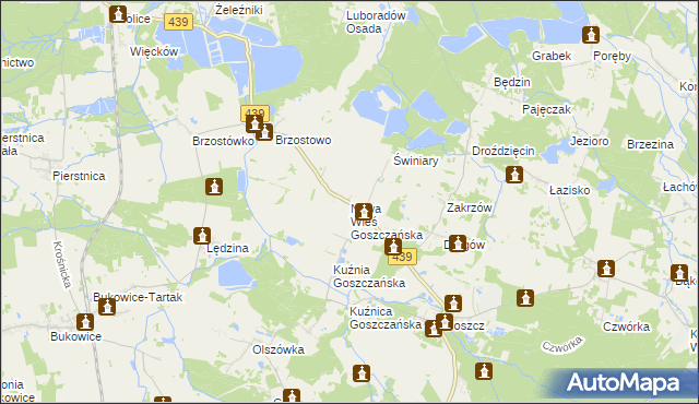 mapa Nowa Wieś Goszczańska, Nowa Wieś Goszczańska na mapie Targeo