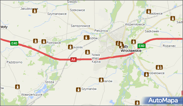 mapa Nowa Wieś Kącka, Nowa Wieś Kącka na mapie Targeo