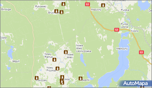 mapa Nowa Wieś Leśniczówka, Nowa Wieś Leśniczówka na mapie Targeo