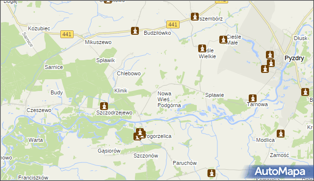 mapa Nowa Wieś Podgórna, Nowa Wieś Podgórna na mapie Targeo