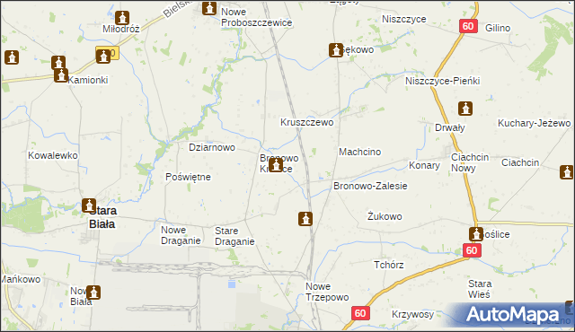 mapa Nowe Bronowo, Nowe Bronowo na mapie Targeo