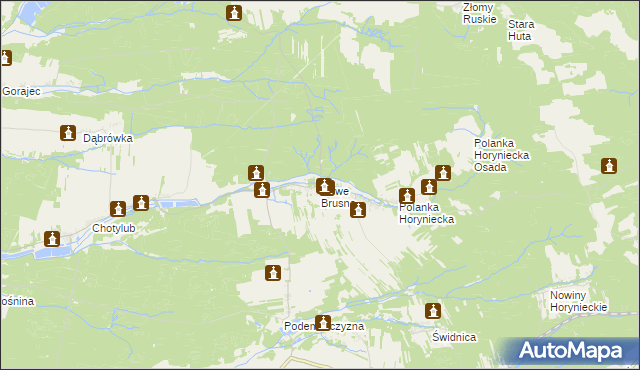 mapa Nowe Brusno, Nowe Brusno na mapie Targeo