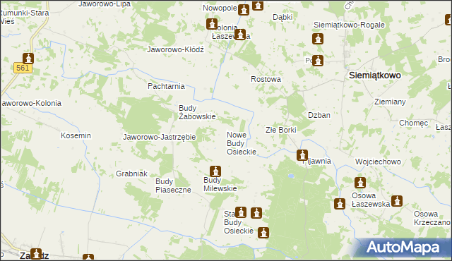 mapa Nowe Budy Osieckie, Nowe Budy Osieckie na mapie Targeo