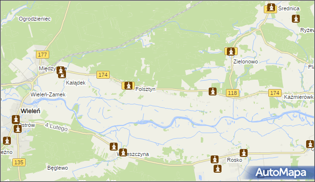 mapa Nowe Dwory gmina Wieleń, Nowe Dwory gmina Wieleń na mapie Targeo