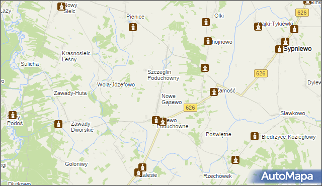 mapa Nowe Gąsewo, Nowe Gąsewo na mapie Targeo