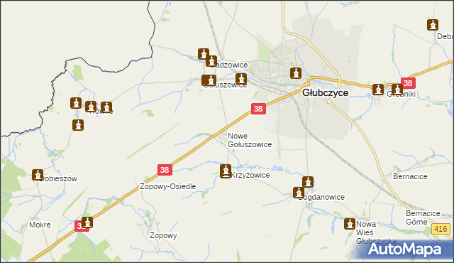 mapa Nowe Gołuszowice, Nowe Gołuszowice na mapie Targeo