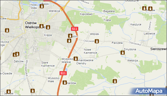 mapa Nowe Kamienice, Nowe Kamienice na mapie Targeo