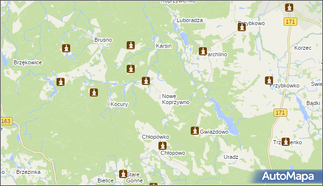 mapa Nowe Koprzywno, Nowe Koprzywno na mapie Targeo