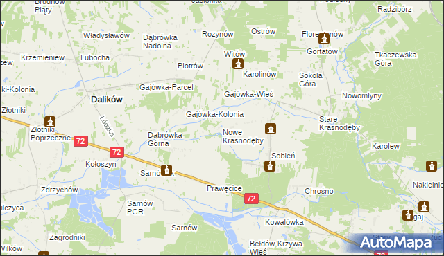 mapa Nowe Krasnodęby, Nowe Krasnodęby na mapie Targeo