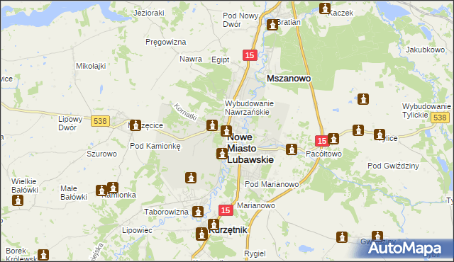 mapa Nowe Miasto Lubawskie, Nowe Miasto Lubawskie na mapie Targeo