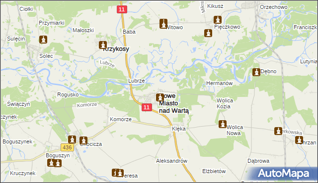 mapa Nowe Miasto nad Wartą, Nowe Miasto nad Wartą na mapie Targeo