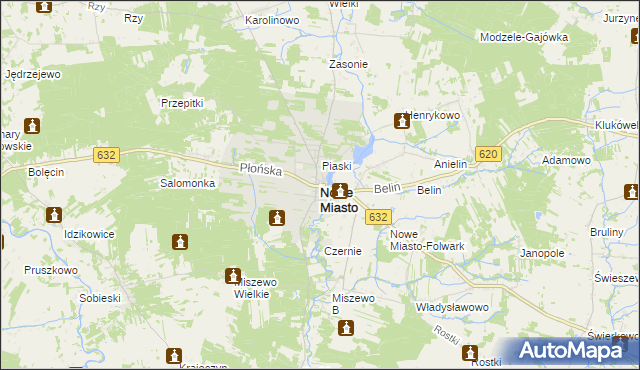 mapa Nowe Miasto powiat płoński, Nowe Miasto powiat płoński na mapie Targeo