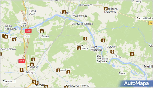 mapa Nowe Mierzwice, Nowe Mierzwice na mapie Targeo