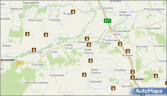 mapa Nowe Olszyny, Nowe Olszyny na mapie Targeo