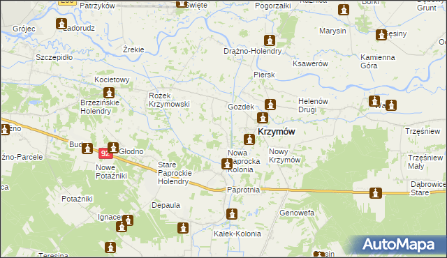 mapa Nowe Paprockie Holendry, Nowe Paprockie Holendry na mapie Targeo