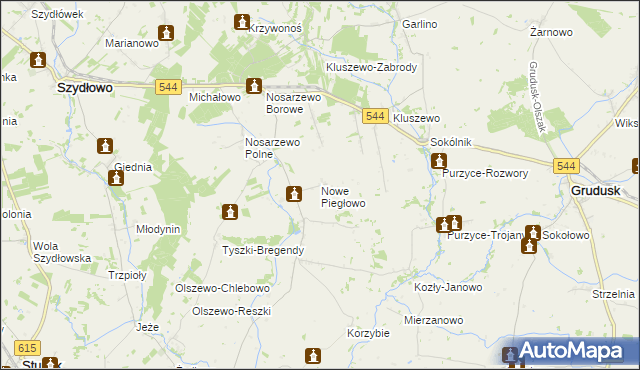 mapa Nowe Piegłowo, Nowe Piegłowo na mapie Targeo