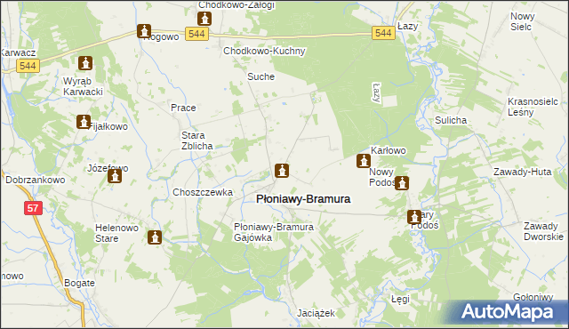 mapa Nowe Płoniawy, Nowe Płoniawy na mapie Targeo