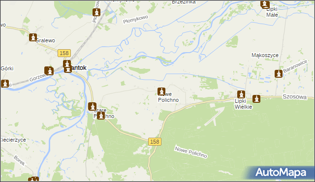 mapa Nowe Polichno, Nowe Polichno na mapie Targeo