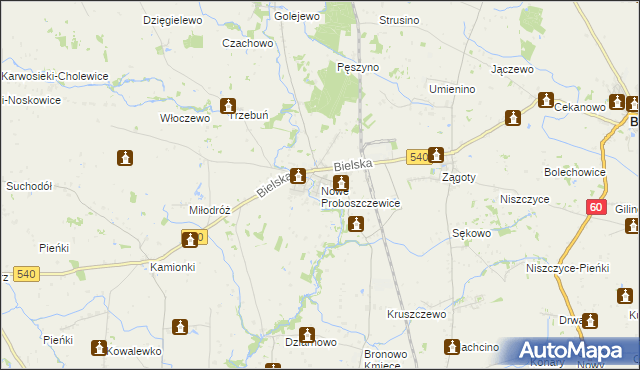 mapa Nowe Proboszczewice, Nowe Proboszczewice na mapie Targeo