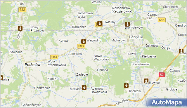 mapa Nowe Wągrodno, Nowe Wągrodno na mapie Targeo