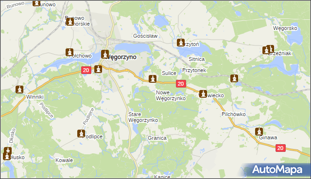 mapa Nowe Węgorzynko, Nowe Węgorzynko na mapie Targeo