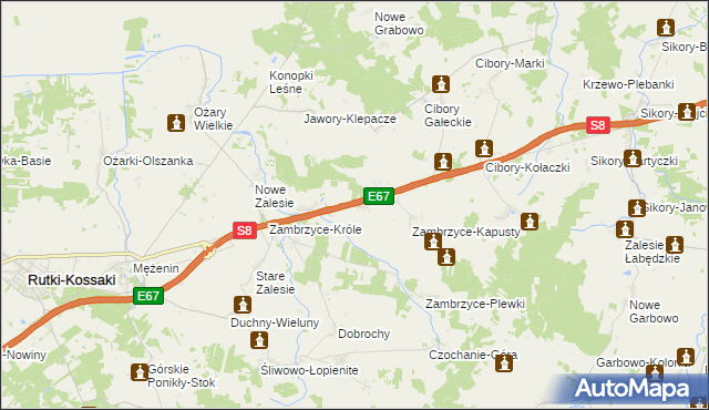 mapa Nowe Zambrzyce, Nowe Zambrzyce na mapie Targeo