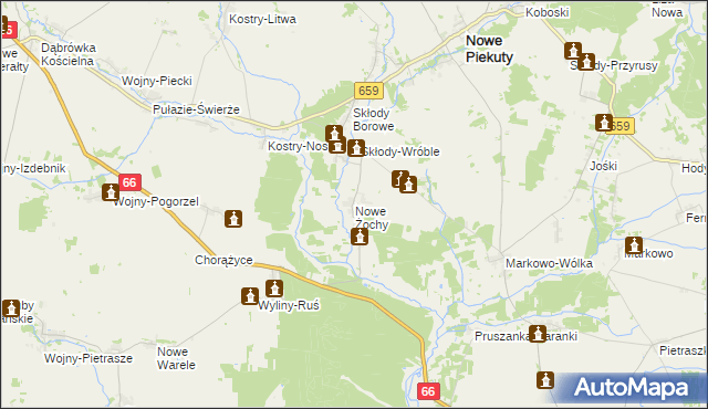 mapa Nowe Żochy, Nowe Żochy na mapie Targeo