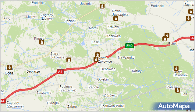 mapa Nowe Żukowice, Nowe Żukowice na mapie Targeo