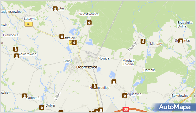 mapa Nowica gmina Dobroszyce, Nowica gmina Dobroszyce na mapie Targeo