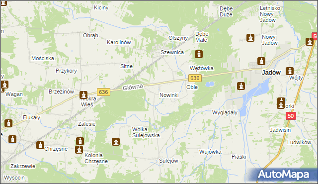 mapa Nowinki gmina Jadów, Nowinki gmina Jadów na mapie Targeo