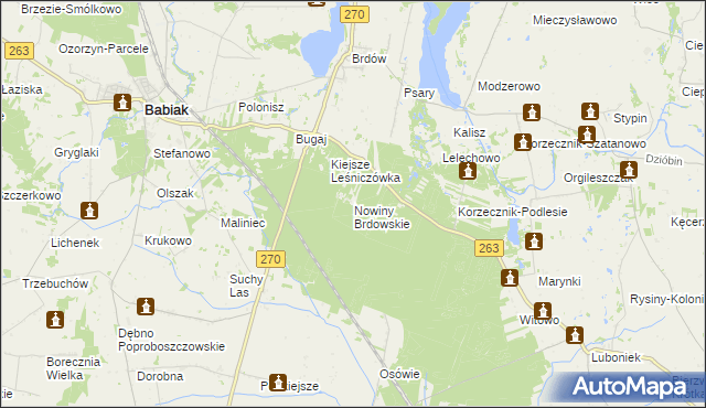 mapa Nowiny Brdowskie, Nowiny Brdowskie na mapie Targeo