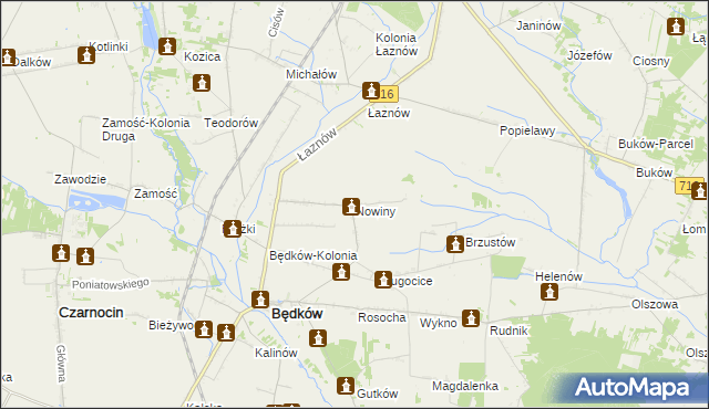 mapa Nowiny gmina Będków, Nowiny gmina Będków na mapie Targeo