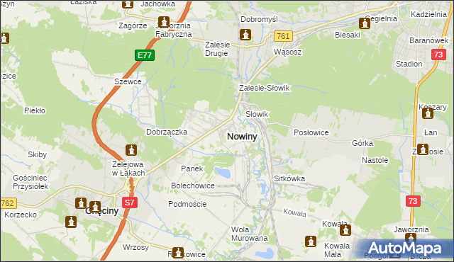 mapa Nowiny gmina Sitkówka-Nowiny, Nowiny gmina Sitkówka-Nowiny na mapie Targeo