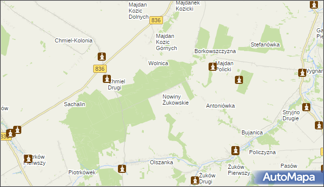 mapa Nowiny Żukowskie, Nowiny Żukowskie na mapie Targeo