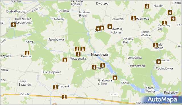 mapa Nowodwór powiat rycki, Nowodwór powiat rycki na mapie Targeo