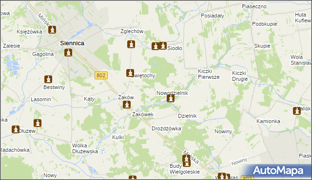 mapa Nowodzielnik, Nowodzielnik na mapie Targeo