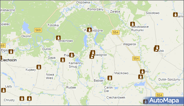 mapa Nowogród gmina Golub-Dobrzyń, Nowogród gmina Golub-Dobrzyń na mapie Targeo