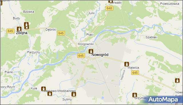 mapa Nowogród powiat łomżyński, Nowogród powiat łomżyński na mapie Targeo