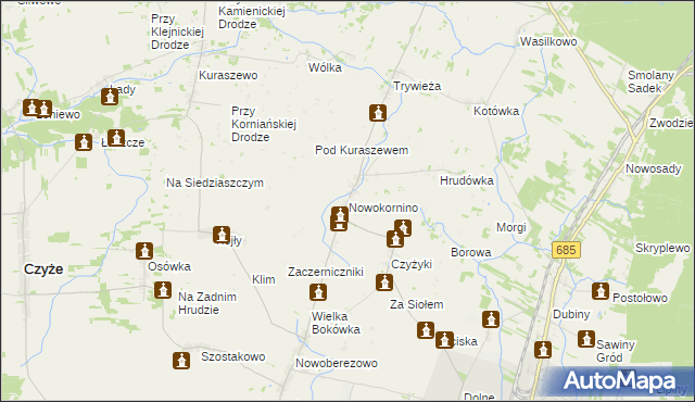 mapa Nowokornino, Nowokornino na mapie Targeo