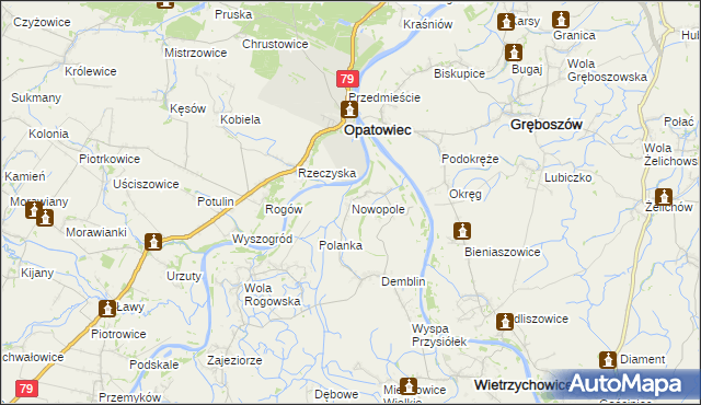 mapa Nowopole gmina Wietrzychowice, Nowopole gmina Wietrzychowice na mapie Targeo