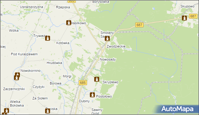 mapa Nowosady gmina Hajnówka, Nowosady gmina Hajnówka na mapie Targeo