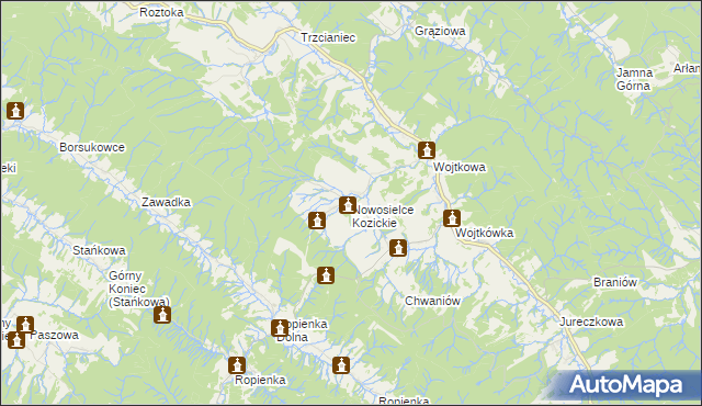 mapa Nowosielce Kozickie, Nowosielce Kozickie na mapie Targeo