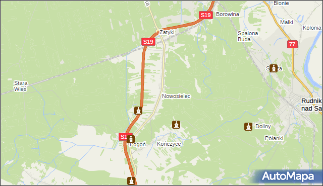 mapa Nowosielec gmina Nisko, Nowosielec gmina Nisko na mapie Targeo