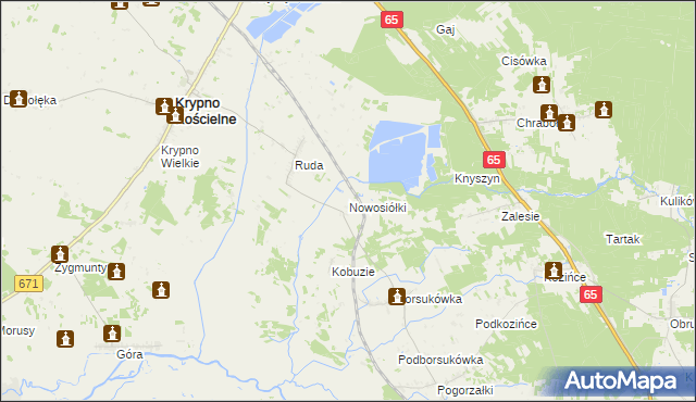 mapa Nowosiółki gmina Dobrzyniewo Duże, Nowosiółki gmina Dobrzyniewo Duże na mapie Targeo