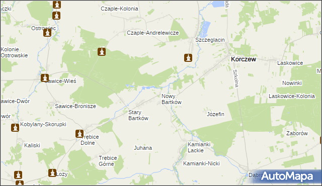 mapa Nowy Bartków, Nowy Bartków na mapie Targeo